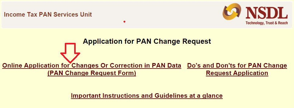 PAN change Form