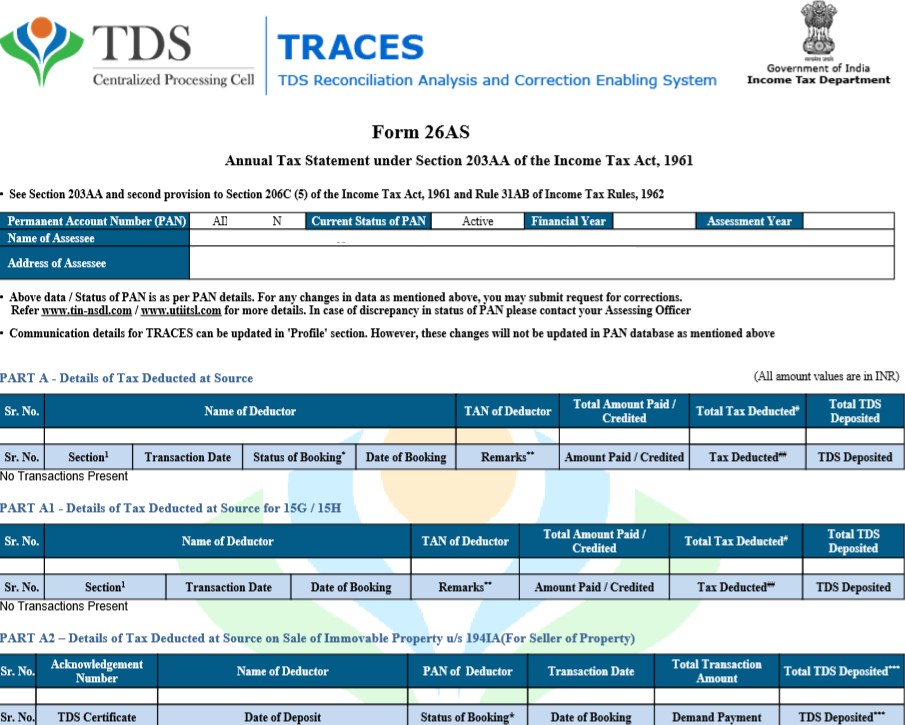 New changes in Form 26AS