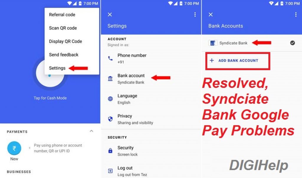 Syndicate Bank Google Pay Problem