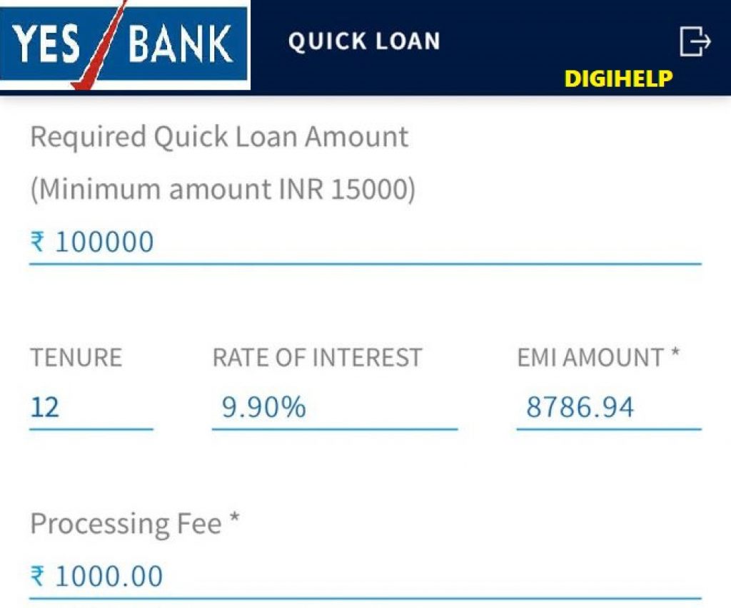 Yes Bank Credit Card Loan