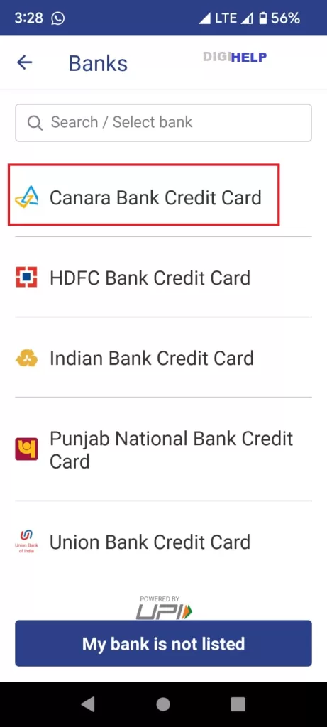 Canara Bank Credit Card Link UPI - 3