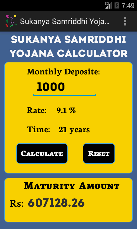 Download Sukanya Samriddhi Account Calculator