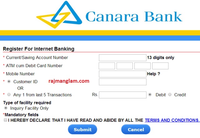 How to Activate Canara Bank Internet Banking Online ?