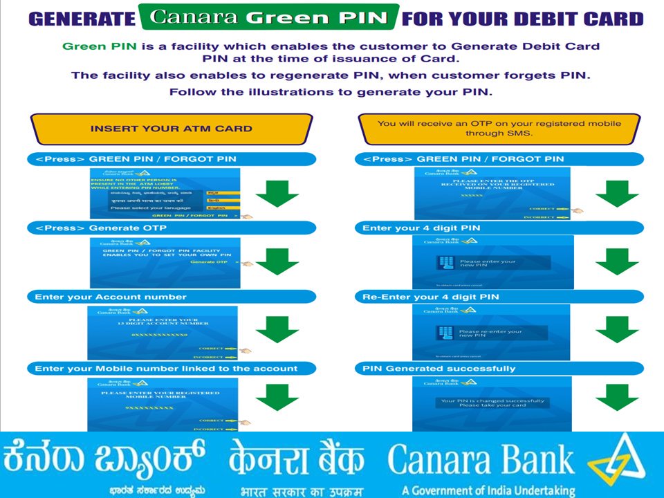 How To Generate Canara Bank Green PIN Online ?